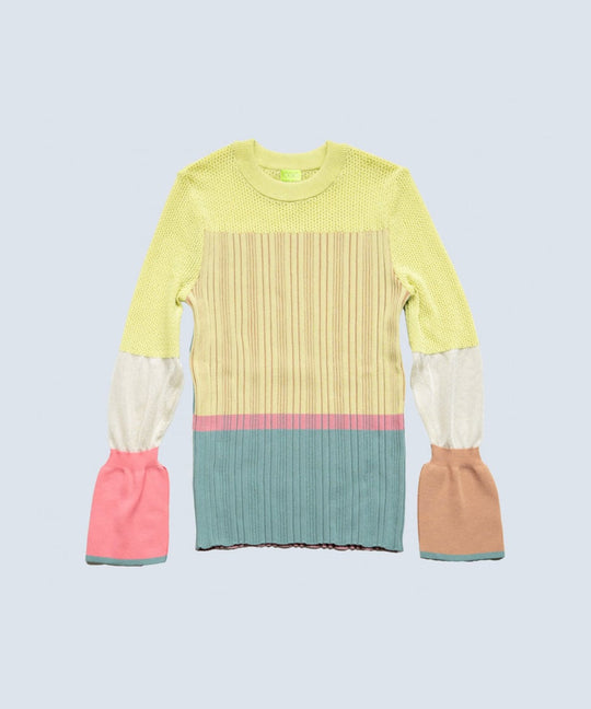 CACTUS COLOR BLOCK RIB KNIT TOPS