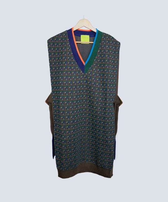 CROSS STRIPE LONG VEST