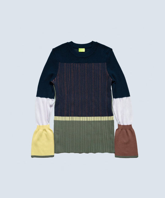 CACTUS COLOR BLOCK RIB KNIT TOPS