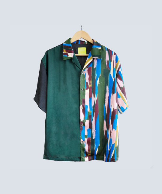 HALF LEAVES 3 OPEN COLLAR SHIRT