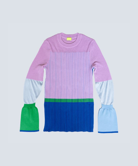 CACTUS COLOR BLOCK RIB KNIT TOPS