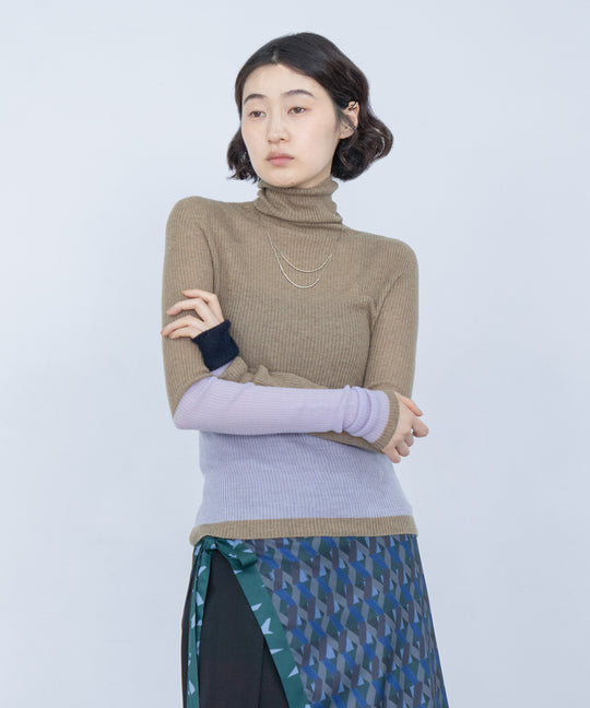 AIR SILK CASHMERE BLOCK KNIT