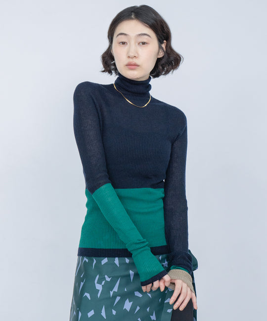 AIR SILK CASHMERE BLOCK KNIT