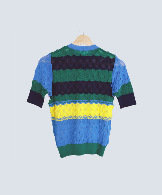 TWISTED BORDER SHORT SLEEVE KNIT