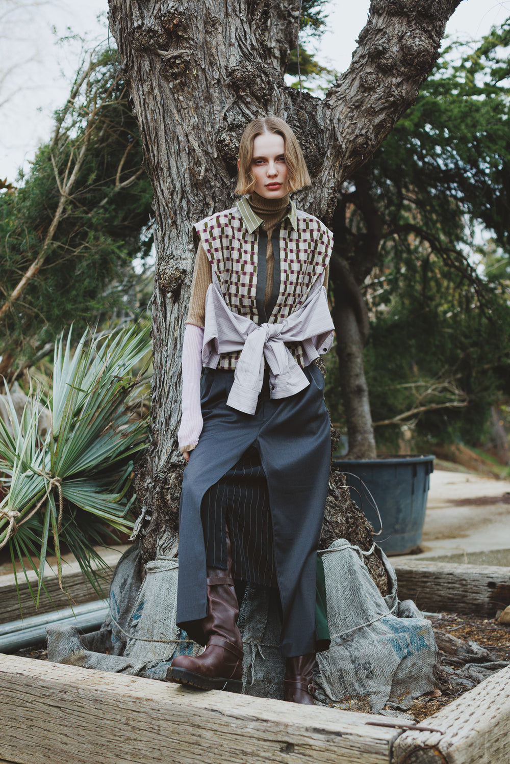 AIR SILK CASHMERE BLOCK KNIT