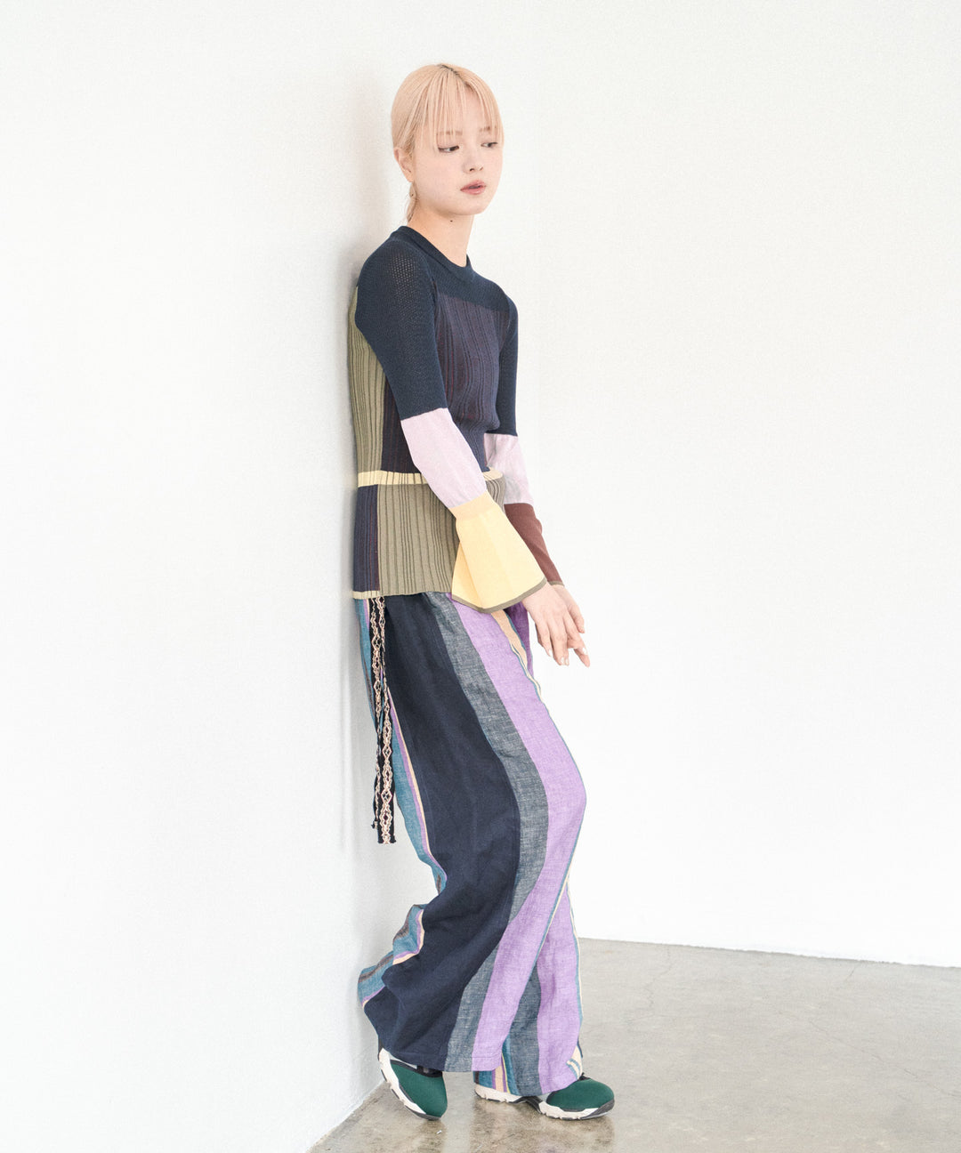 CACTUS COLOR BLOCK RIB KNIT TOPS