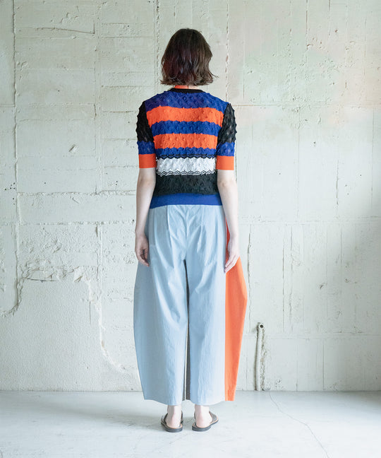 TWISTED BORDER SHORT SLEEVE KNIT