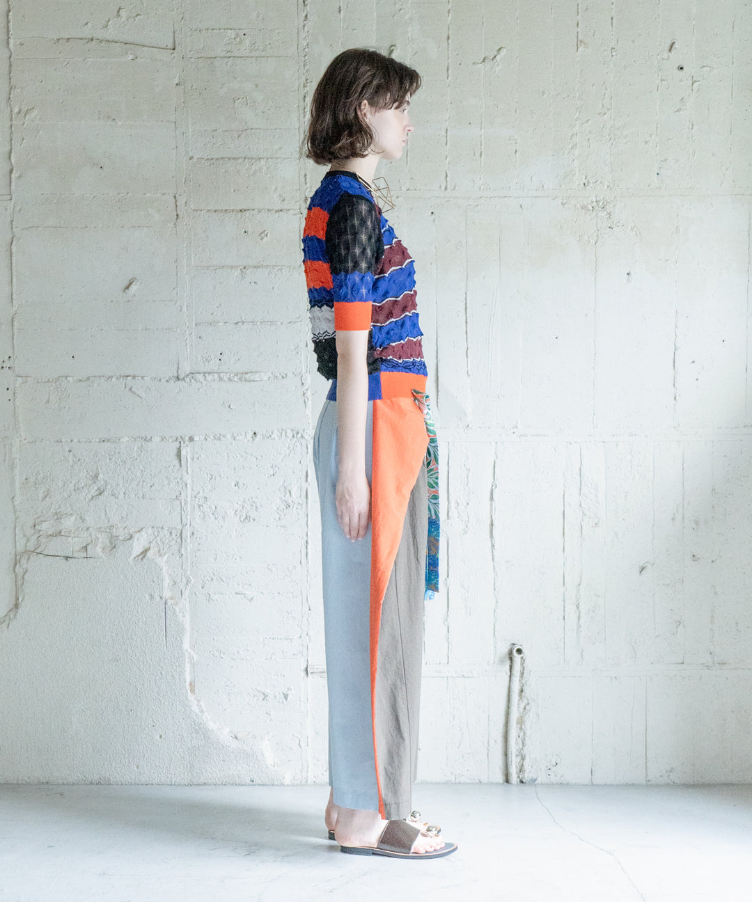 TWISTED BORDER SHORT SLEEVE KNIT