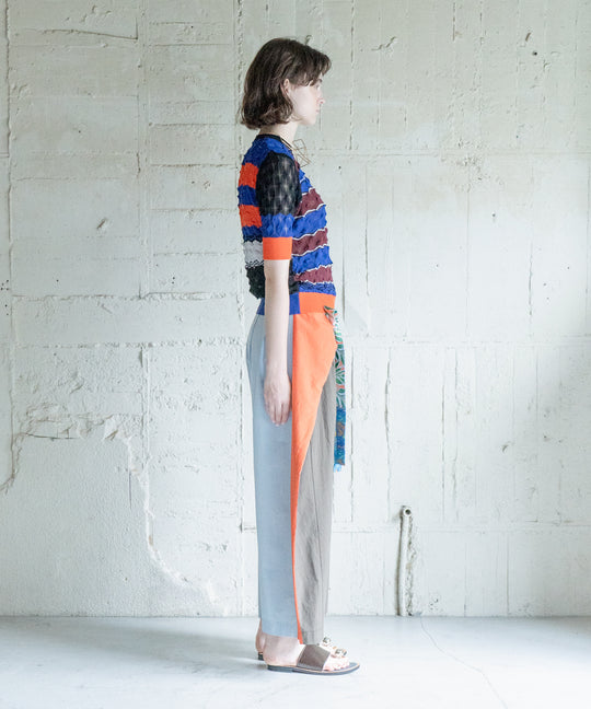 TWISTED BORDER SHORT SLEEVE KNIT