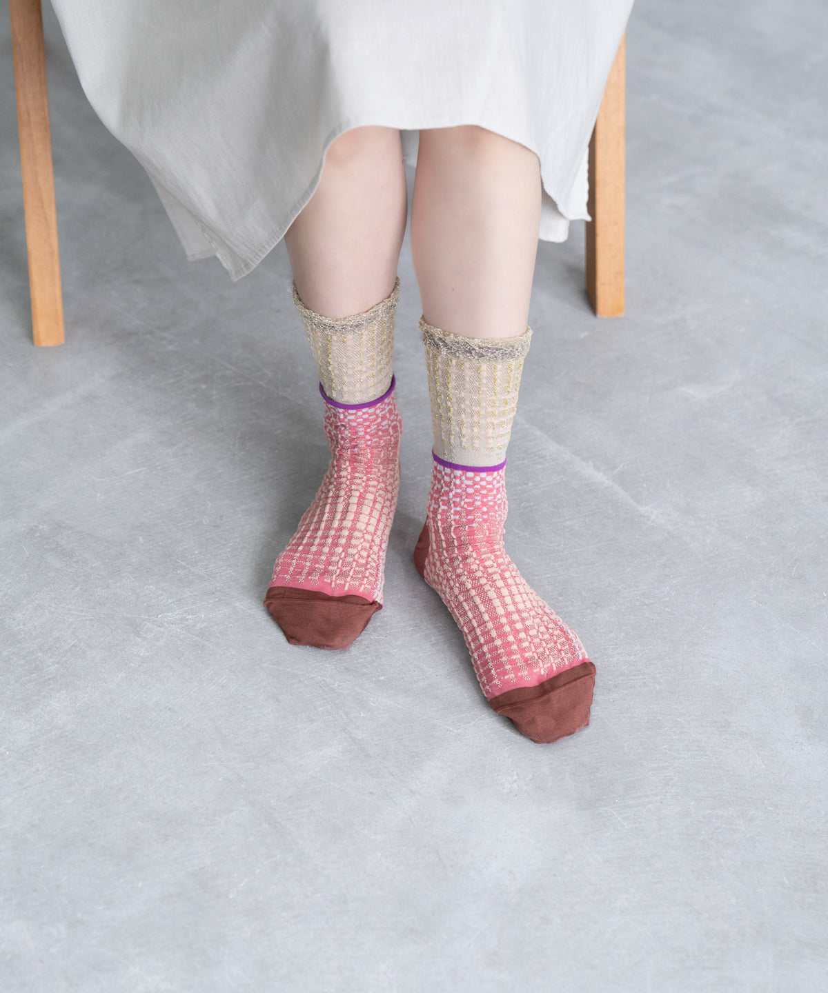 【林雨】コットン100％ オーダー かかとありソックス シェルピンク WATERVEIL SOCKS – COQ KANAKO KAJIHARA online store